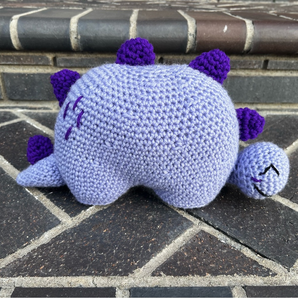 Hand Crocheted Lavender the Dinosaur Stuffed Animal Plushie!